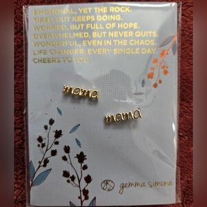 Gold Tone "MAMA" Earrings with Inspirational Message By Gemma Simone